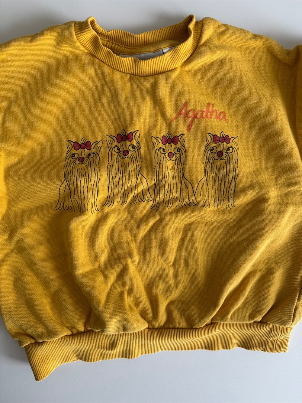 Mini Rodini Yellow Sweatshirt with Yorkie Graphic